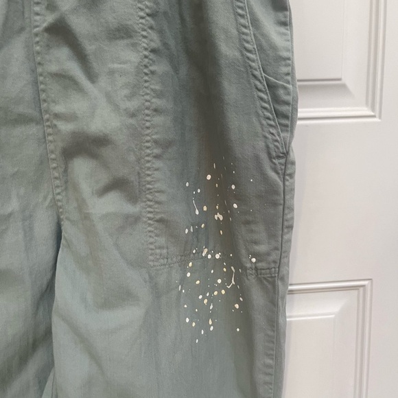 Aerie werk and play twill jumpsuit overalls w/ paint splatter in green small - Picture 4 of 6